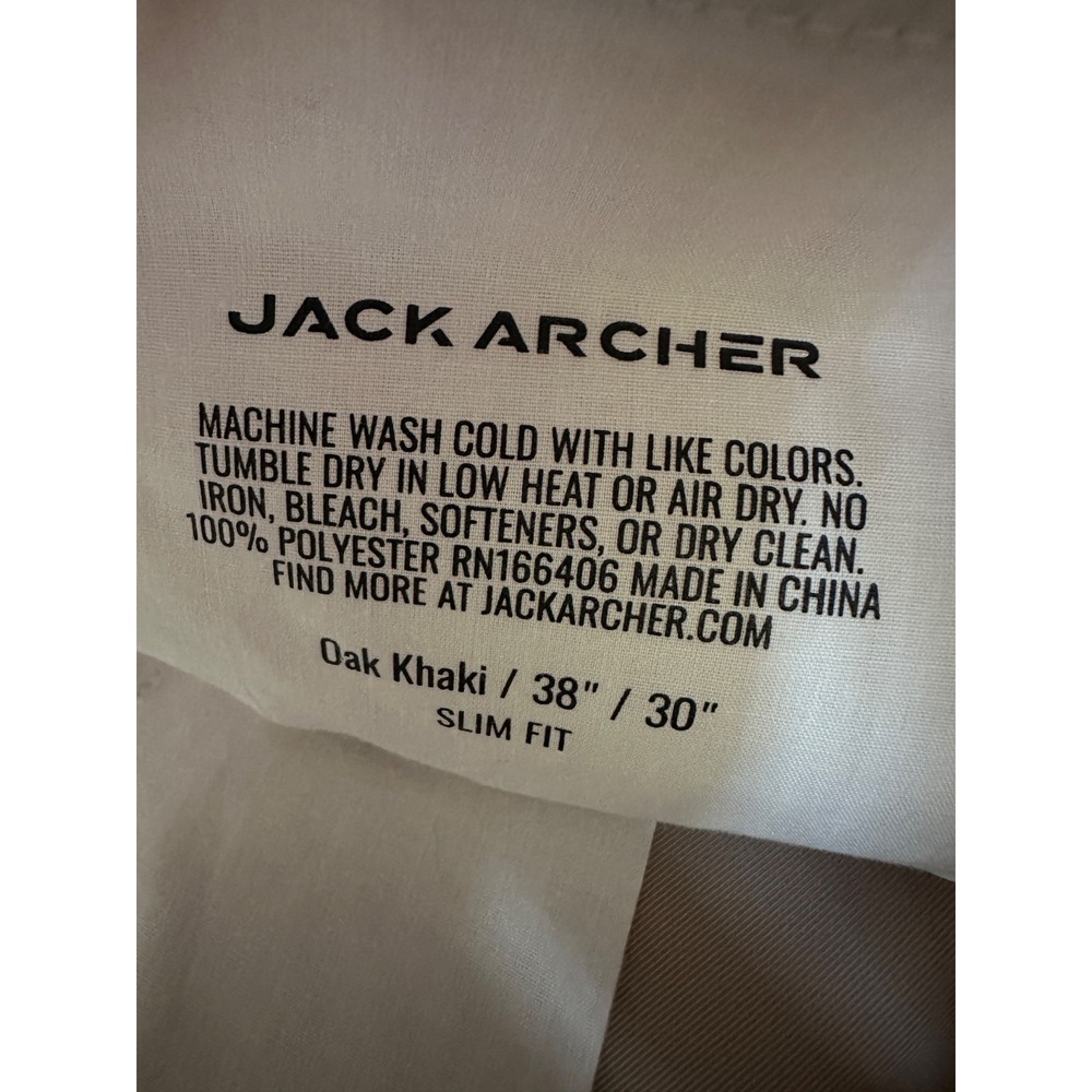 Jack Archer Jetsetter Tech Pants Slim Fit 38 x 30 Oak Khaki Travel Performance - Picture 12 of 12